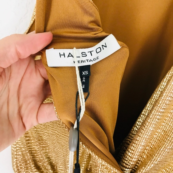 Halston Heritage Women's Sleeveless Gold Cocktail - Picture 4 of 8